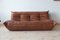 Vintage Brown Leather Sofas by Michel Ducaroy for Ligne Roset, 1970s, Set of 3 8