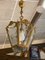 Lámpara de araña de bronce dorado y vidrio cortado, años 60, Imagen 3