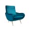 Mid-Century Italian Blue Lounge Chair, 1950s 1