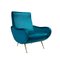 Sillón italiano Mid-Century en azul, años 50, Imagen 1