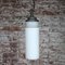 Industrial Porcelain, Opaline Glass, and Cast Iron Ceiling Lamp, 1950s 5