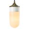 Lámpara colgante industrial Mid-Century de porcelana blanca, vidrio opalino y latón, Imagen 2
