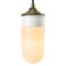 Mid-Century Industrial White Porcelain, Opaline Glass, and Brass Pendant Lamp 2