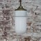 Mid-Century Industrial White Porcelain, Opaline Glass, and Brass Pendant Lamp 6