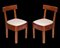 Art Deco Italian Solid Walnut Side Chairs, 1920s, Set of 2 1