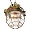Mid-Century French Brown Cast Iron and Clear Glass Pendant Lamp 4