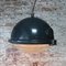 Mid-Century Industrial Blue Enamel and Clear Glass Pendant Lamp 4