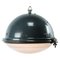 Mid-Century Industrial Blue Enamel and Clear Glass Pendant Lamp, Image 1