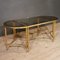 Hollywood Revival Brass and Glass Coffee Tables, 1950s, Set of 3 1