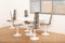 Lyra Esstisch und Stühle aus Metall & Weiß lackiertem Holz von Maurice Burke für Arkana, 1960er, 6 . Set 3