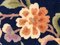 Dunkelblauer Vintage Art Déco Teppich mit Blumen-Motiven, 1950er 3