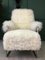 Fauteuil Art Déco Vintage en Peau de Mouton Blanc 1