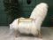 Fauteuil Art Déco Vintage en Peau de Mouton Blanc 9