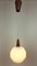 Lampada da soffitto in teak e vetro opalino, Scandinavia, anni '60, Immagine 7