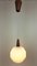 Scandinavian Teak and Opaline Glass Ceiling Lamp, 1960s, Image 7