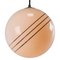 Mid-Century Gold Striped Glass and Brass Pendant Lamp, Image 4