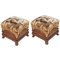 Art Deco Italian Walnut Lounge Chairs and Ottomans from Fortunate Depero, 1920s, Set of 4, Image 13