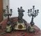 Reloj de escritorio y candelabros antiguos de Math Moreau. Juego de 3, Imagen 12