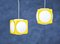 Lámparas de techo modelo Dice era espacial en amarillo de Lars Schöler para Hoyrup Lamper, años 70. Juego de 2, Imagen 2