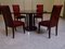 Dining Table & Red Leather Chairs Set, 1980s, Set of 5 13