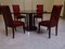 Dining Table & Red Leather Chairs Set, 1980s, Set of 5, Image 13