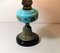 Lampe de Bureau Antique en Verre Opalin Bleu Clair, en Céramique et en Laiton, France 5