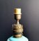 Lampe de Bureau Antique en Verre Opalin Bleu Clair, en Céramique et en Laiton, France 3