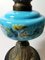 Antike französische Tischlampe aus Opalglas, Keramik und Messing in Hellblau 8