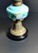 Antike französische Tischlampe aus Opalglas, Keramik und Messing in Hellblau 6