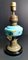 Antique French Light Blue Opaline Glass, Ceramic, and Brass Table Lamp 1