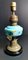 Antique French Light Blue Opaline Glass, Ceramic, and Brass Table Lamp, Image 1