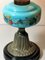 Antique French Light Blue Opaline Glass, Ceramic, and Brass Table Lamp 9