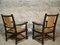 Wooden and Straw Lounge Chairs, 1940s, Set of 2 2