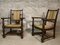 Wooden and Straw Lounge Chairs, 1940s, Set of 2 7