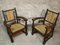Wooden and Straw Lounge Chairs, 1940s, Set of 2 5