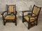 Wooden and Straw Lounge Chairs, 1940s, Set of 2 8