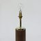 Mid-Century Teak and Brass Cylindrical Table Lamp, 1960s 2
