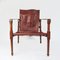 Vintage Maroon Leather and Wood Safari Chair, 1930s, Image 5