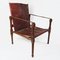 Vintage Maroon Leather and Wood Safari Chair, 1930s, Image 8