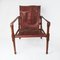 Vintage Maroon Leather and Wood Safari Chair, 1930s 1