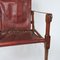 Vintage Maroon Leather and Wood Safari Chair, 1930s, Image 10