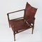 Vintage Maroon Leather and Wood Safari Chair, 1930s, Image 7