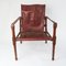 Vintage Maroon Leather and Wood Safari Chair, 1930s 9