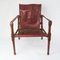 Vintage Maroon Leather and Wood Safari Chair, 1930s, Image 9