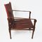 Vintage Maroon Leather and Wood Safari Chair, 1930s, Image 17