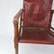 Vintage Maroon Leather and Wood Safari Chair, 1930s 4