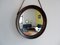 Small Round Mid-Century Wengé Wooden Mirror 3