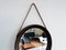 Small Round Mid-Century Wengé Wooden Mirror 6