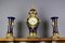 Royal Blue Mantle Clock Set from Boch Frères Keramis, 1920s, Set of 3 13