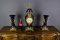 Royal Blue Mantle Clock Set from Boch Frères Keramis, 1920s, Set of 3 12